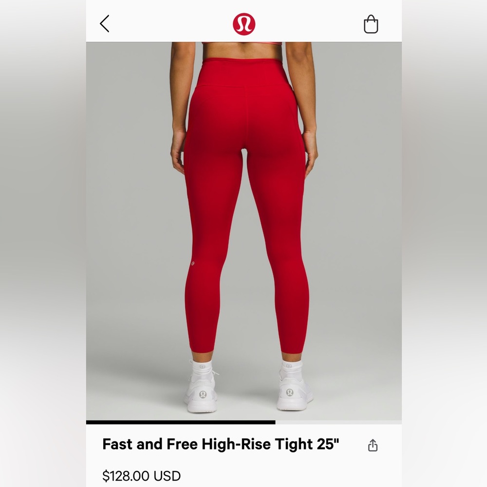 Fast & Free Lululemon 25” red leggings.